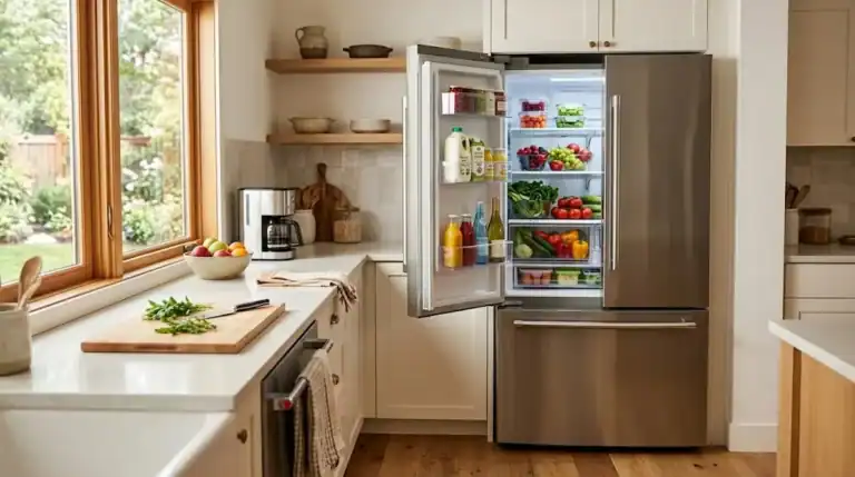 Como escolher geladeira: cozinha moderna com geladeira inox em destaque