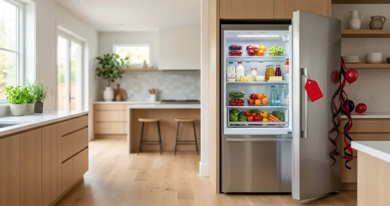 Geladeira frost free inox em cozinha moderna com clima de Black Friday